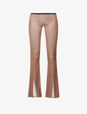 Poster Girl Pam Flared-leg Mid-rise Stretch-woven Trousers In Brown