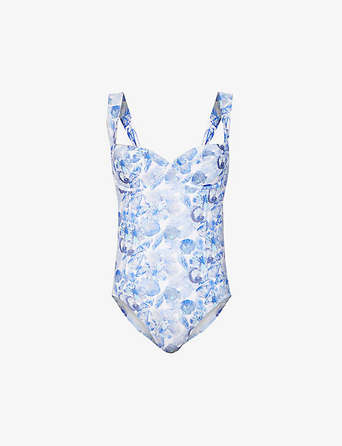 HEIDI KLEIN: Portofino seashell-print stretch-recycled nylon swimsuit
