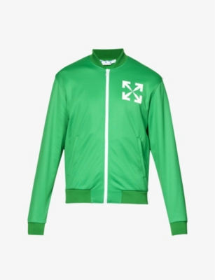 Off-white Single Arrow Stretch-jersey Track Jacket In Green White