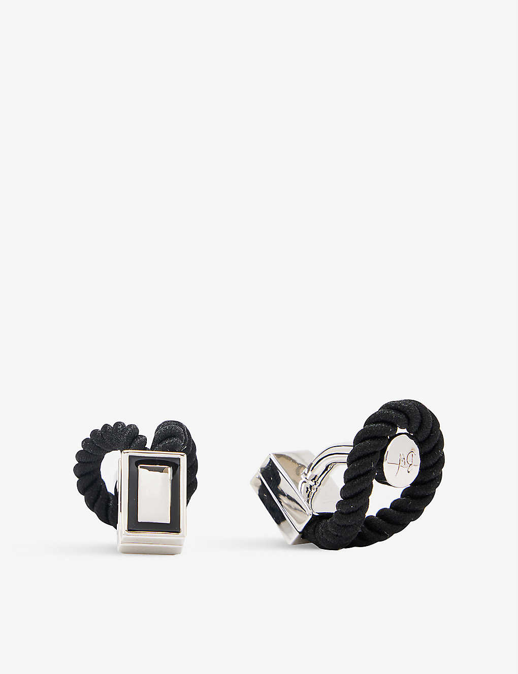 Selfridges & Co Men Accessories Jewelry Cufflinks Brand-engraved rope-wrap rhodium-plated cufflinks 