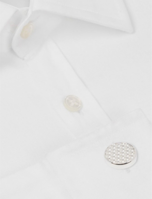 BABETTE WASSERMAN LONDON: Woven-detail round rhodium-plated cufflinks