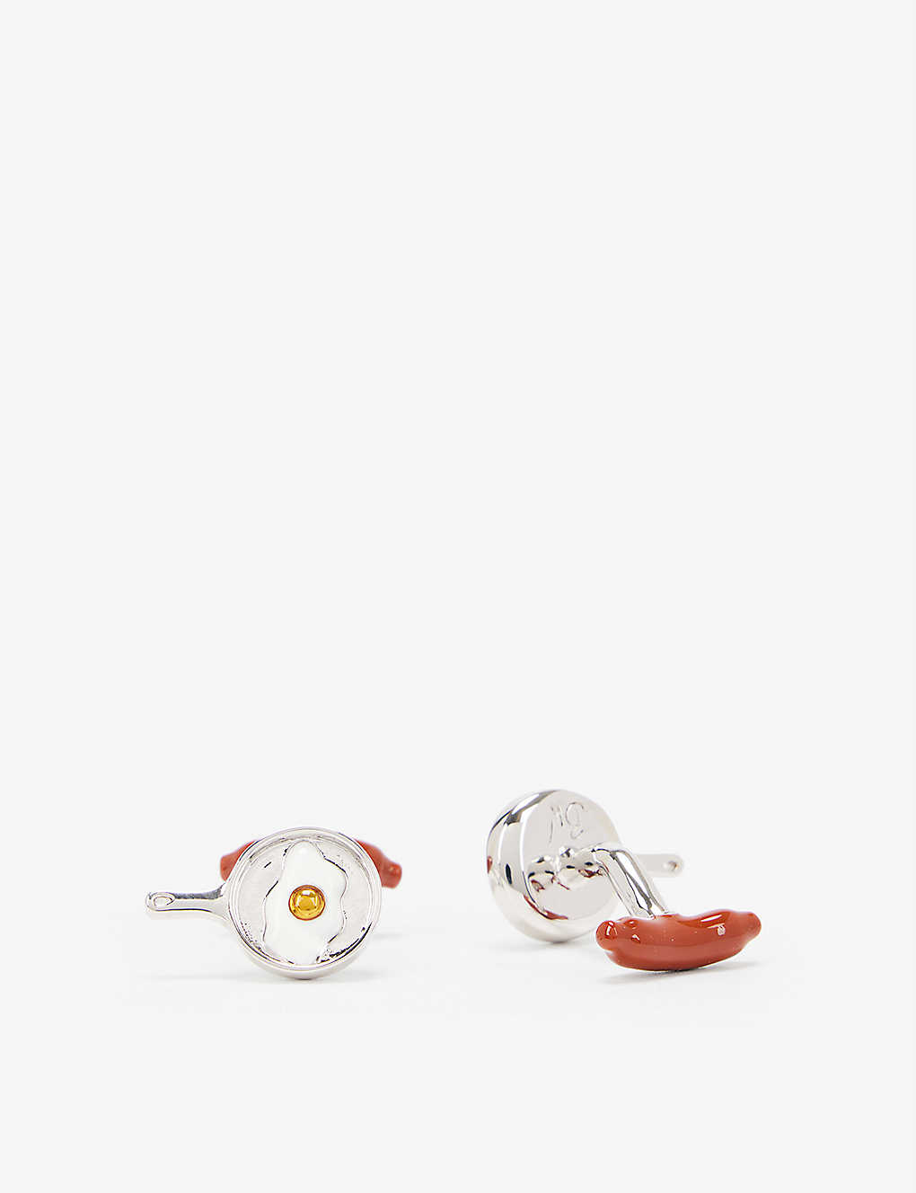 Selfridges & Co Men Accessories Jewelry Cufflinks Egg and sausage rhodium-plated brass and enamel cufflinks 