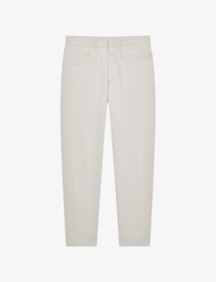 Reiss Mens Mushroom Hammond Tapered Cropped Stretch-cotton Blend Trousers