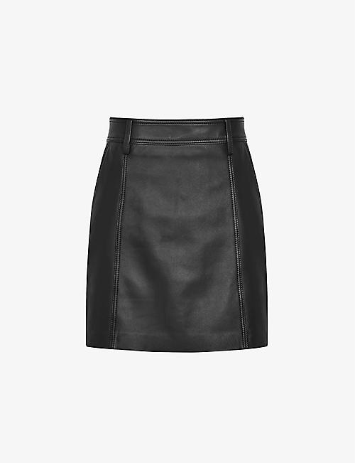 REISS: Eliza leather mini skirt