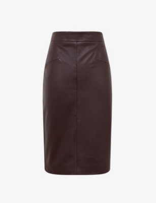 REISS REISS WOMEN'S BERRY REAGAN HIGH-RISE LEATHER PENCIL SKIRT,56954723