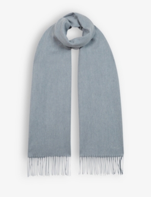 Reiss Mens Airforce Blue Picton Cashmere And Wool-blend Scarf