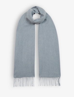 Reiss Mens Airforce Blue Picton Cashmere And Wool-blend Scarf