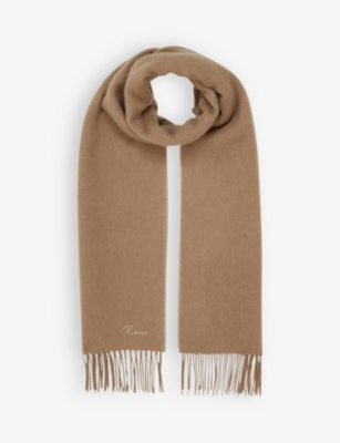 REISS REISS MEN'S CAMEL PICTON CASHMERE AND WOOL-BLEND SCARF