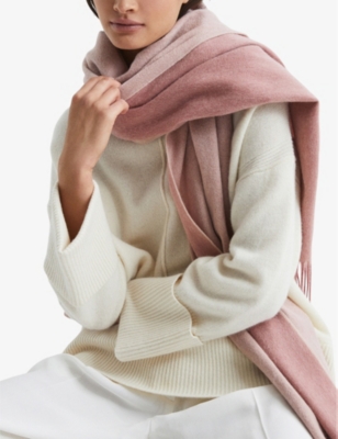 REISS: Picton logo-embroidered wool-cashmere blend scarf