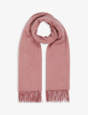 Reiss Womens Blush Picton Logo-embroidered Wool-cashmere Blend Scarf