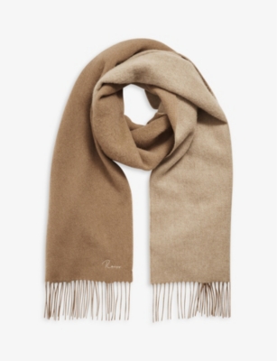 REISS: Picton logo-embroidered wool-cashmere blend scarf