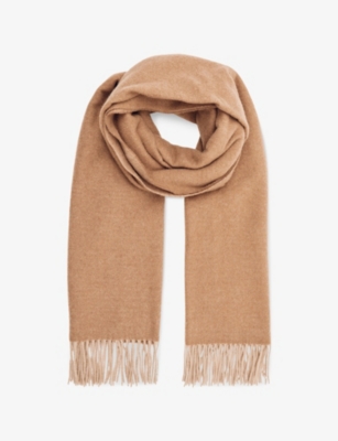 REISS: Picton logo-embroidered wool-cashmere blend scarf