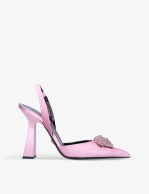 VERSACE La Medusa crystal-embellished satin courts