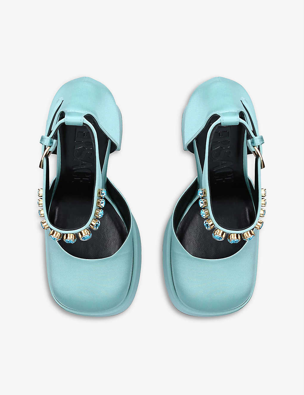 VERSACE Medusa Aevitas embellished satin platform sandals