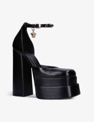 VERSACE Medusa Aevitas embellished leather platform sandals