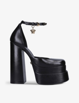 VERSACE Medusa Aevitas embellished leather platform sandals