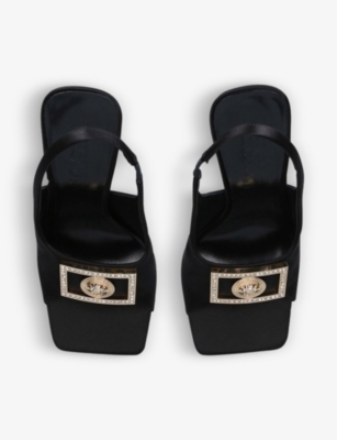 VERSACE Medusa logo-embellished satin slingback sandals