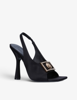 VERSACE Medusa logo-embellished satin slingback sandals