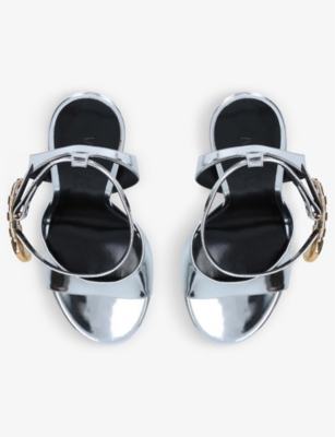 VERSACE Safety Pin patent leather heeled sandals