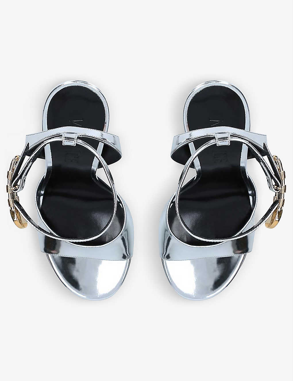 VERSACE Safety Pin patent leather heeled sandals