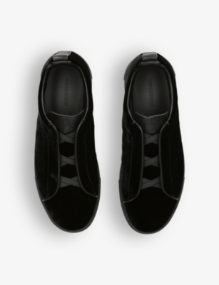 ZEGNA: Triple Stitch velvet and leather low-top trainers