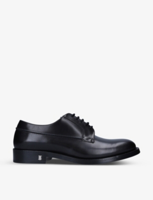 BURBERRY Cunningham monogram-motif leather derby shoes