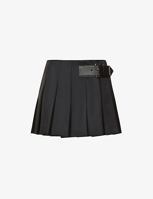 PRADA: Buckle-side mid-rise recycled-nylon mini skirt