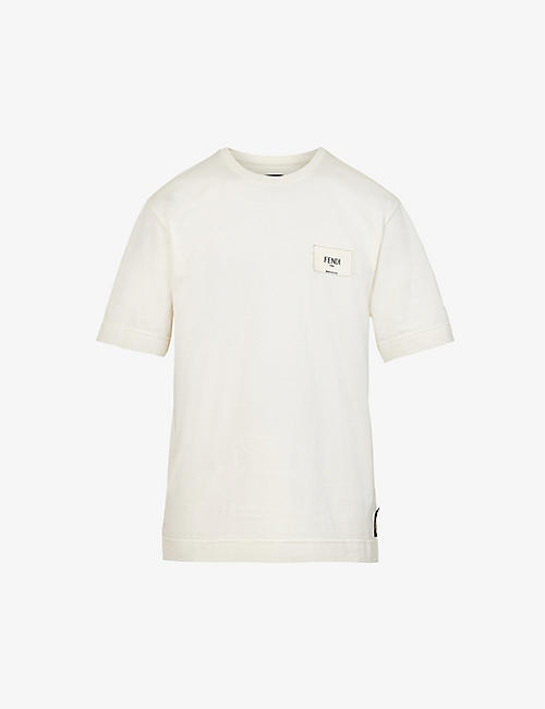 FENDI: Logo-patch cotton-jersey T-shirt