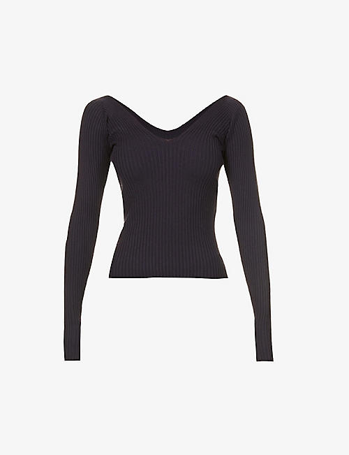 PIXIE MARKET: Nia V-neck long-sleeved knitted top
