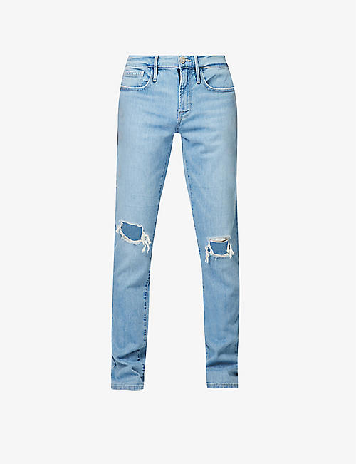 FRAME: L'Homme mid-rise tapered-leg stretch organic denim jeans