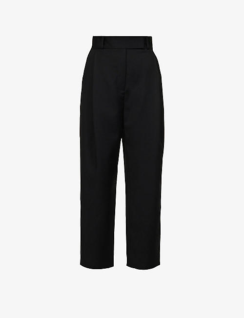 TOTEME: Pleated high-rise tapered-leg wool trousers