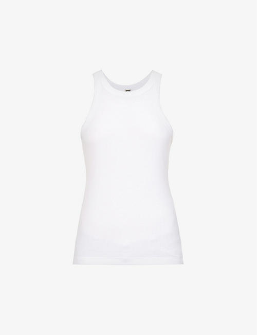 TOTEME: Ribbed scoop-neck organic cotton-blend tank top