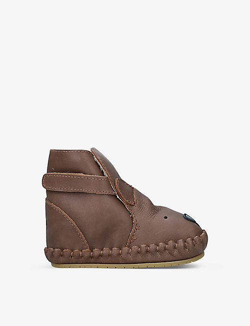 DONSJE: Kapi bear leather boots 6-12 months