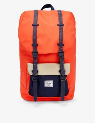 Herschel Supply Co Little America Brand-patch Woven Backpack In Red