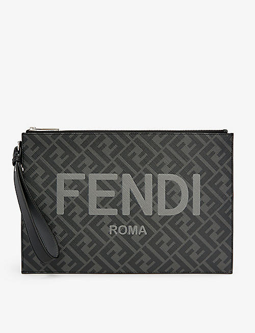 FENDI: Brand-print brand-pattern woven pouch