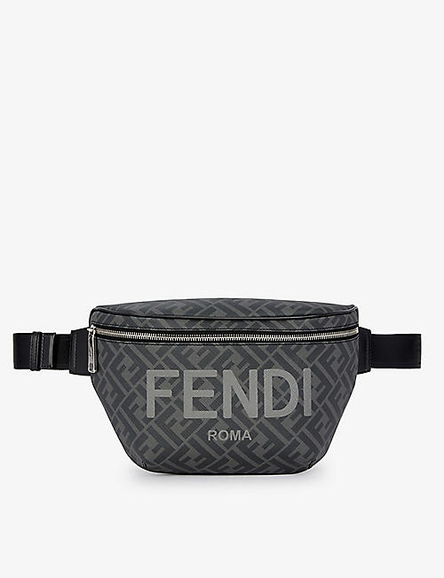 FENDI: Brand-print adjustable-strap woven belt bag