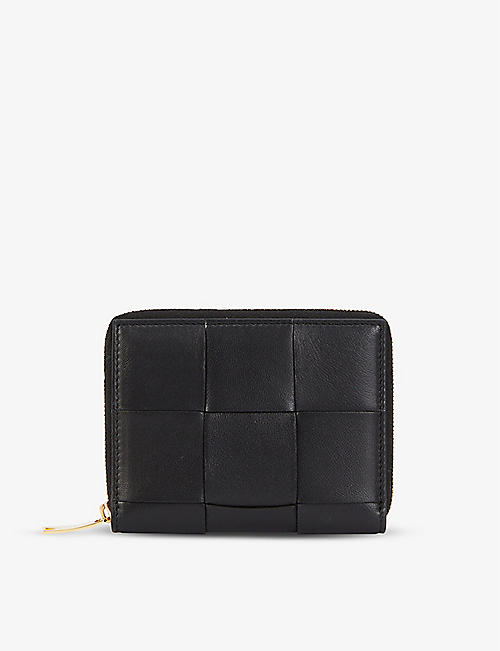 BOTTEGA VENETA: Cassette Intrecciato weave leather zip-around wallet