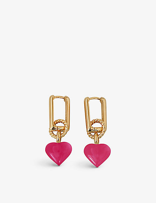 MISSOMA: Jelly Heart 18ct recycled yellow gold-plated vermeil sterling-silver and quartz earrings