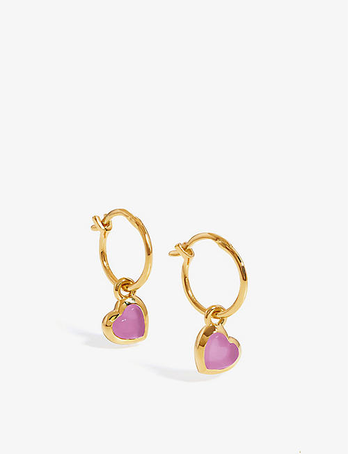 MISSOMA: Jelly Heart 18ct recycled yellow gold-plated vermeil sterling-silver and quartz hoop earrings