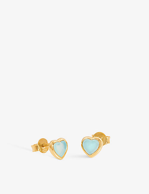 MISSOMA: Jelly Heart 18ct recycled gold-plated vermeil recycled sterling-silver and aqua stud earrings