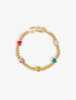 MISSOMA: Jelly Heart medium 18ct recycled yellow-gold plated brass, quartz and chalcedony charm bracelet