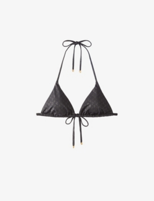 JIMMY CHOO: Ariah logo-print bikini top