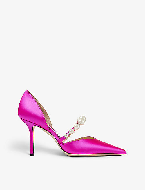 JIMMY CHOO: Aurelie pearl-embellished satin court shoes