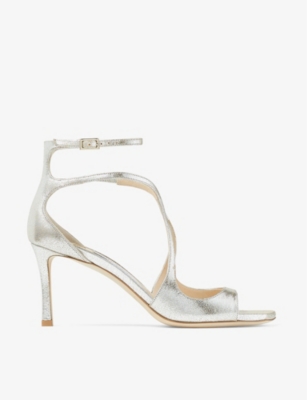 Shop Jimmy Choo Women's Champagne Azia 75 Leather Heeled Sandals In Gold