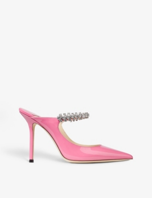 Jimmy Choo Bing 100 Crystal-embellished Patent-leather Mules In