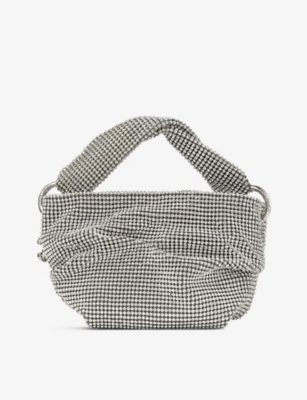 Jimmy Choo Bonny Crystal Mesh Crossbody Bag In Silver