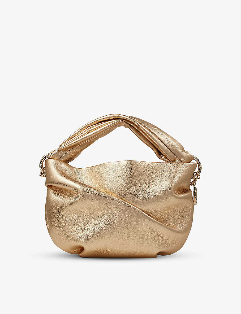 Shop Jimmy Choo Bonny Leather Top-handle Bag In Gold