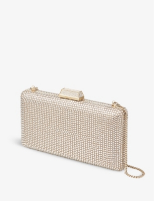 JIMMY CHOO Clemmie crystal-embellished suede clutch bag