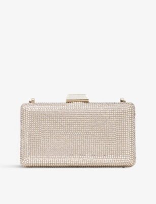 JIMMY CHOO Clemmie crystal-embellished suede clutch bag