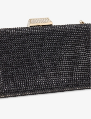 Shop Jimmy Choo Clemmie Crystal-embellished Suede Clutch Bag In Black